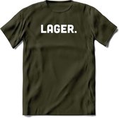 Lager Bier T-Shirt | Unisex Kleding | Dames - Heren Feest shirt | Drank | Grappig Verjaardag Cadeau tekst | - Leger Groen - M
