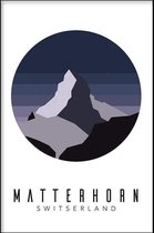 Walljar - Matterhorn Switserland Night III - Muurdecoratie - Poster met lijst