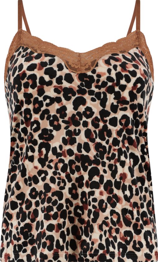 Hunkemöller Dames Nachtmode Cami top Velours Lace - Beige - maat M