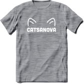 Catsanova - Katten T-Shirt Kleding Cadeau | Dames - Heren - Unisex | Kat / Dieren shirt | Grappig Verjaardag kado | Tshirt Met Print | - Donker Grijs - Gemaleerd - L