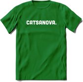 Catsanova - Katten T-Shirt Kleding Cadeau | Dames - Heren - Unisex | Kat / Dieren shirt | Grappig Verjaardag kado | Tshirt Met Print | - Donker Groen - XL