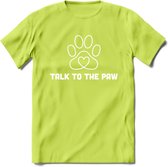 Talk To The Paw - Katten T-Shirt Kleding Cadeau | Dames - Heren - Unisex | Kat / Dieren shirt | Grappig Verjaardag kado | Tshirt Met Print | - Groen - 3XL