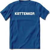Kattenkop - Katten T-Shirt Kleding Cadeau | Dames - Heren - Unisex | Kat / Dieren shirt | Grappig Verjaardag kado | Tshirt Met Print | - Donker Blauw - XXL