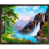 Eagle® Diamond Painting Volwassenen - Waterval - 50x40cm - Ronde Steentjes