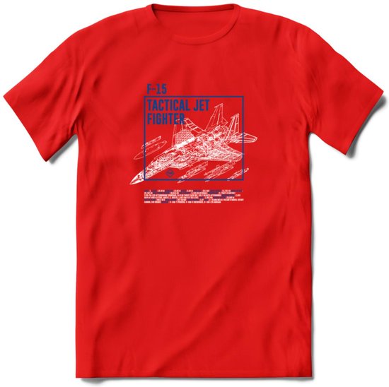F-15 Vliegtuig T-Shirt | Unisex leger Kleding | Dames - Heren Straaljager shirt | Army F16 | Grappig bouwpakket Cadeau | - Rood - S