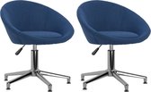 vidaXL Eetkamerstoelen draaibaar 2 st stof blauw