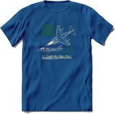 AV-8B Vliegtuig T-Shirt | Unisex leger Kleding | Dames - Heren Straaljager shirt | Army F16 | Grappig bouwpakket Cadeau | - Donker Blauw - XXL