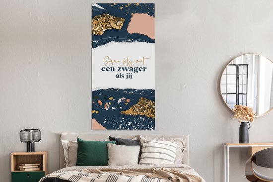 Tableau sur toile Beau-frère - Citations - Design - Rose - Or - 80x160 cm - Décoration murale