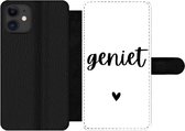 Bookcase Geschikt voor iPhone 12 Pro Max telefoonhoesje - Spreuken - Quotes - Geniet - Met vakjes - Wallet case met magneetsluiting