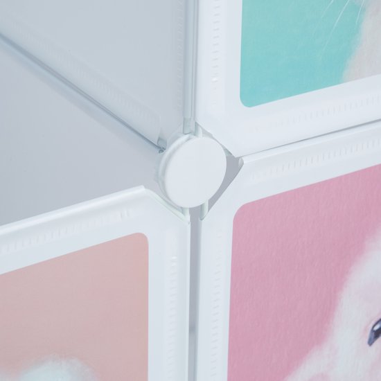 kinderkast - 8 vakken - deuren - 145 x 109 x 37 cm - speelgoedkast - wit