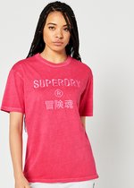 Superdry Dames tshirt Code Logo Garment Dye T-shirt met losse pasvorm