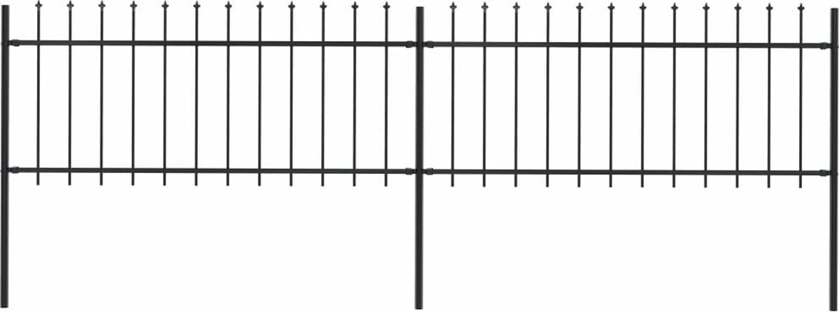 Decoways - Tuinhek met speren bovenkant 3,4x0,8 m staal zwart