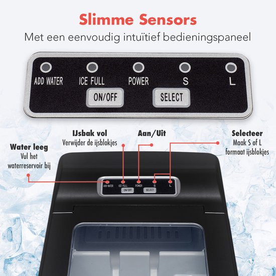 Machine à glaçons KitchenBrothers - 2 litres - 6-8 min. - 12kg/24h - Ice Block Maker avec Ice Scoop - Zwart