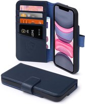 Coque Apple iPhone 11, MobyDefend Luxe Bookcase en cuir véritable, Blauw | Étui pour téléphone portable / Étui pour téléphone Convient pour: Apple iPhone 11