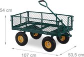 Relaxdays bolderkar tuin - tuinwagen - luchtbanden - 250 kg - transportkar - staal - groen