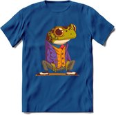 Casual kikker T-Shirt Grappig | Dieren reptiel Kleding Kado Heren / Dames | Animal Skateboard Cadeau shirt - Donker Blauw - L