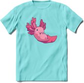 Schattig Axolotl T-Shirt Grappig | Dieren amfibieën Kleding Kado Heren / Dames | Animal Cadeau shirt - Licht Blauw - M