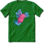 Schattig Axolotl T-Shirt Grappig | Dieren amfibieën Kleding Kado Heren / Dames | Animal Cadeau shirt - Donker Groen - XXL