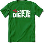 Harten Diefje - Valentijn T-Shirt | Grappig Valentijnsdag Cadeautje voor Hem en Haar | Dames - Heren - Unisex | Kleding Cadeau | - Donker Groen - XXL