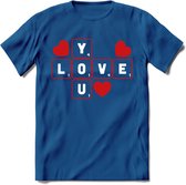 Love You - Valentijn T-Shirt | Grappig Valentijnsdag Cadeautje voor Hem en Haar | Dames - Heren - Unisex | Kleding Cadeau | - Donker Blauw - S
