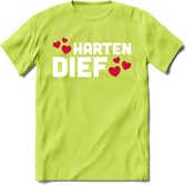 Harten Dief - Valentijn T-Shirt | Grappig Valentijnsdag Cadeautje voor Hem en Haar | Dames - Heren - Unisex | Kleding Cadeau | - Groen - L