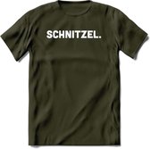 Schnitzel - Snack T-Shirt | Grappig Verjaardag Kleding Cadeau | Eten En Snoep Shirt | Dames - Heren - Unisex Tshirt | - Leger Groen - XXL
