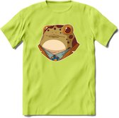 casual kikker T-Shirt Grappig | Dieren reptiel Kleding Kado Heren / Dames | Animal Skateboard Cadeau shirt - Groen - M