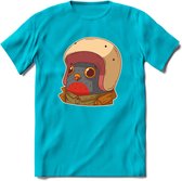 Duif met helm T-Shirt Grappig | Dieren vogel Kleding Kado Heren / Dames | Animal Skateboard Cadeau shirt - Blauw - L
