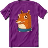 Casual vos T-Shirt Grappig | Dieren Kleding Kado Heren / Dames | Animal Skateboard Cadeau shirt - Paars - M