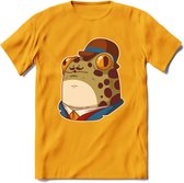 Fancy frog T-Shirt Grappig | Dieren rijke kikker Kleding Kado Heren / Dames | Animal Skateboard Cadeau shirt - Geel - M