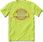 Premium Since 2007 T-Shirt | Goud - Zilver | Grappig Verjaardag Kleding Cadeau Shirt | Dames - Heren - Unisex Tshirt | - Groen - M