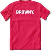 Browny - Snack T-Shirt | Grappig Verjaardag Kleding Cadeau | Eten En Snoep Shirt | Dames - Heren - Unisex Tshirt | - Roze - XL
