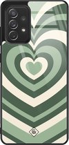 Samsung A72 hoesje glass - Hart swirl groen | Samsung Galaxy A72  case | Hardcase backcover zwart