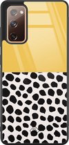 Samsung S20 FE hoesje glass - Abstract geel | Samsung Galaxy S20 case | Hardcase backcover zwart