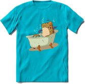 Badkuip kikker onderwater T-Shirt Grappig | Dieren reptiel Kleding Kado Heren / Dames | Animal Skateboard Cadeau shirt - Blauw - 3XL