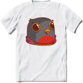 Casual duif T-Shirt Grappig | Dieren vogels Kleding Kado Heren / Dames | Animal Skateboard Cadeau shirt - Wit - XL