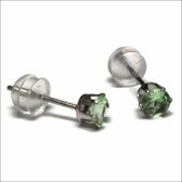 Aramat jewels ® - Zirkonia zweerknopjes rond 4mm oorbellen licht groen chirurgisch staal