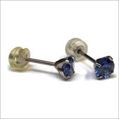 Aramat jewels ® - Ronde titanium oorbellen zirkonia donker blauw 5mm