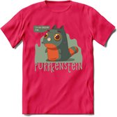 Monster van Purrkenstein T-Shirt Grappig | Dieren katten halloween Kleding Kado Heren / Dames | Animal Skateboard Cadeau shirt - Roze - S