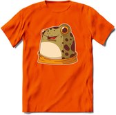 Blije kikker T-Shirt Grappig | Dieren reptielen Kleding Kado Heren / Dames | Animal Skateboard Cadeau shirt - Oranje - S