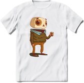 Casual skelet T-Shirt Grappig | Dieren halloween Kleding Kado Heren / Dames | Animal Skateboard Cadeau shirt - Wit - S