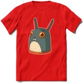 Konijn T-Shirt Grappig | Dieren konijnen Kleding Kado Heren / Dames | Animal Skateboard Cadeau shirt - Rood - S