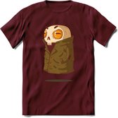 Zwevend skelet T-Shirt Grappig | Dieren halloween Kleding Kado Heren / Dames | Animal Skateboard Cadeau shirt - Burgundy - M