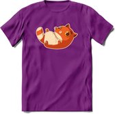Schattige kat T-Shirt Grappig | Dieren katten Kleding Kado Heren / Dames | Animal Skateboard Cadeau shirt - Paars - L