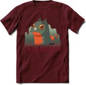 Monster van Purrkenstein T-Shirt Grappig | Dieren katten halloween Kleding Kado Heren / Dames | Animal Skateboard Cadeau shirt - Burgundy - XL