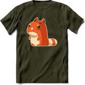 Schattige katten hypnose T-Shirt Grappig | Dieren poes Kleding Kado Heren / Dames | Animal Skateboard Cadeau shirt - Leger Groen - M