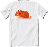 Schattige kat klaar voor aanval T-Shirt Grappig | Dieren katten Kleding Kado Heren / Dames | Animal Skateboard Cadeau shirt - Wit - S