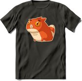 Silly cat T-Shirt Grappig | Dieren katten Kleding Kado Heren / Dames | Animal Skateboard Cadeau shirt - Donker Grijs - XL