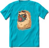 Casual lama T-Shirt Grappig | Dieren alpaca Kleding Kado Heren / Dames | Animal Skateboard Cadeau shirt - Blauw - XXL