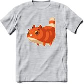 Jagende kat T-Shirt Grappig | Dieren katten Kleding Kado Heren / Dames | Animal Skateboard Cadeau shirt - Licht Grijs - Gemaleerd - XXL